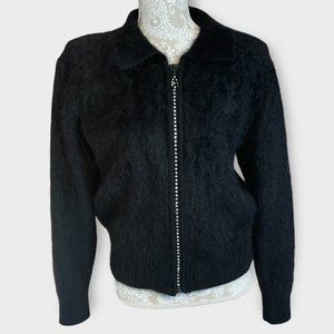 Women’s Angora Black Sweater Jacket size small by Venesha.